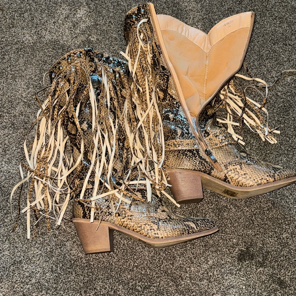 Snakeskin Fringe Boots L&B